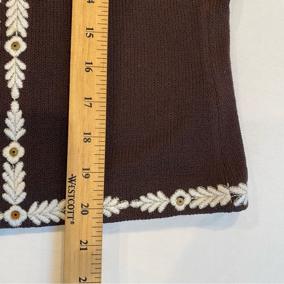 Vintage St. John Chocolate Brown Knit Skirt Set with Beaded Jacket, Size Medium - Picture 10 of 13